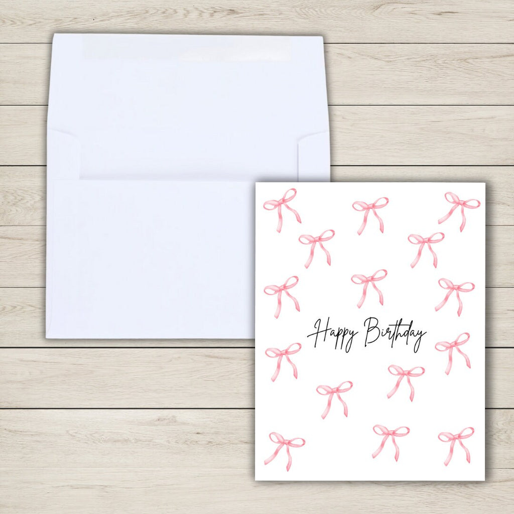 Happy Birthday Bow Card | Pink Bow Coquette Bestie Card | Funny Birthday Card | Birthday Gift for Wife Husband | Valentines Card For Her Him