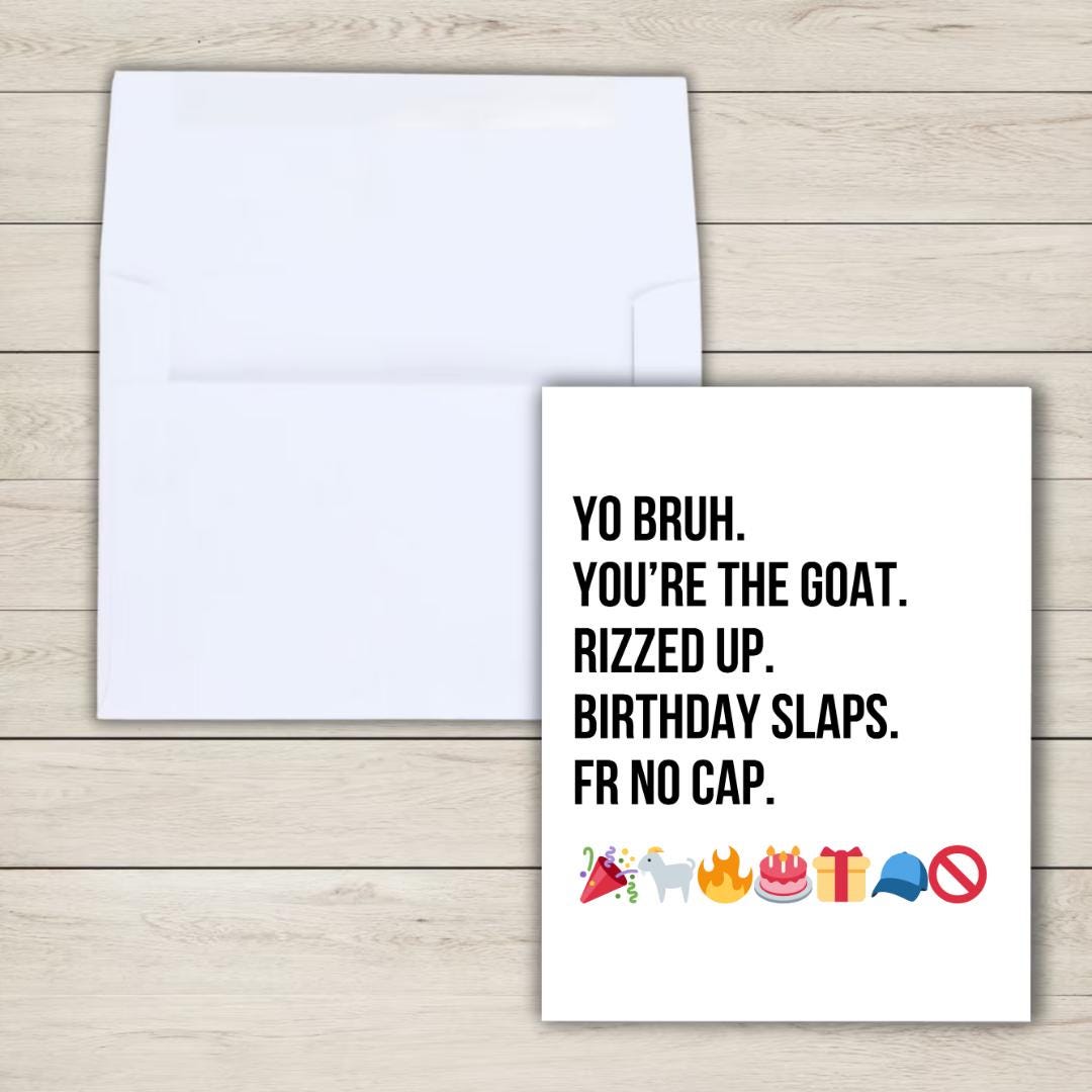Funny Gen Z Slang Birthday Card, Funny Birthday Cards, Birthday Card For Husband Wife Boyfriend Girlfriend Him Birthday Card For Best Friend