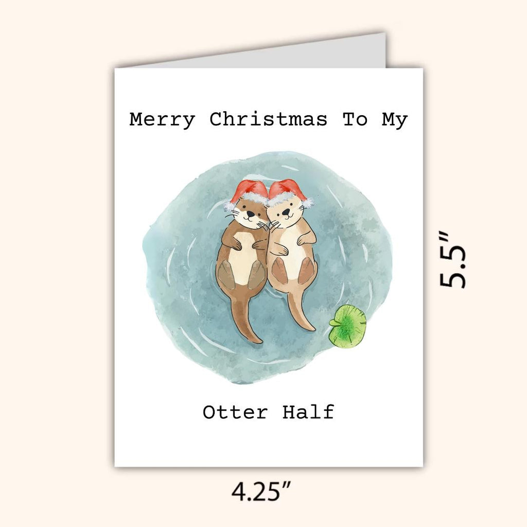 Merry Christmas To My Otter Half Card | Funny Christmas Card For Husband Wife Boyfriend Girlfriend Mom Dad | Christmas Gifted For Him/Her