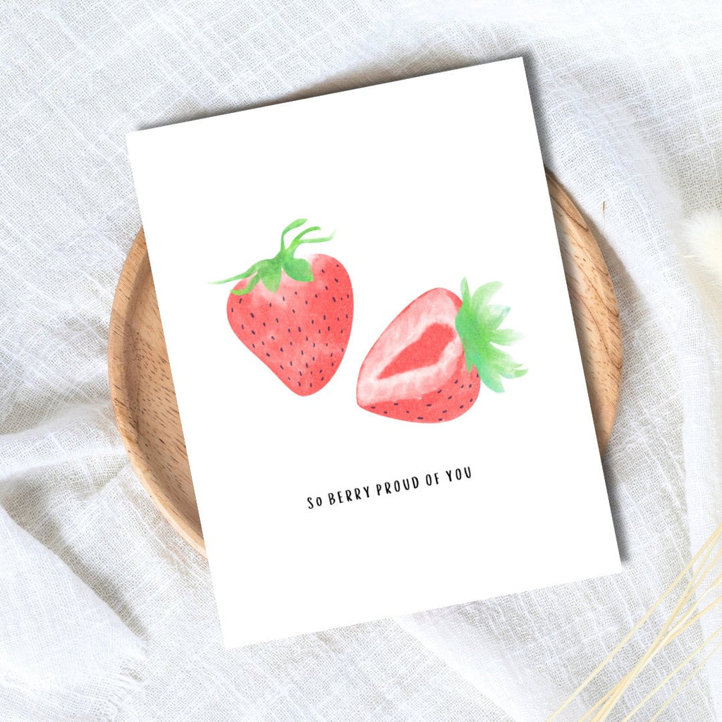 So Very Proud Of You Strawberry So Berry Proud - Funny Congratulations Card, Graduation, Well Done, New Job, Promotion Personalised Card