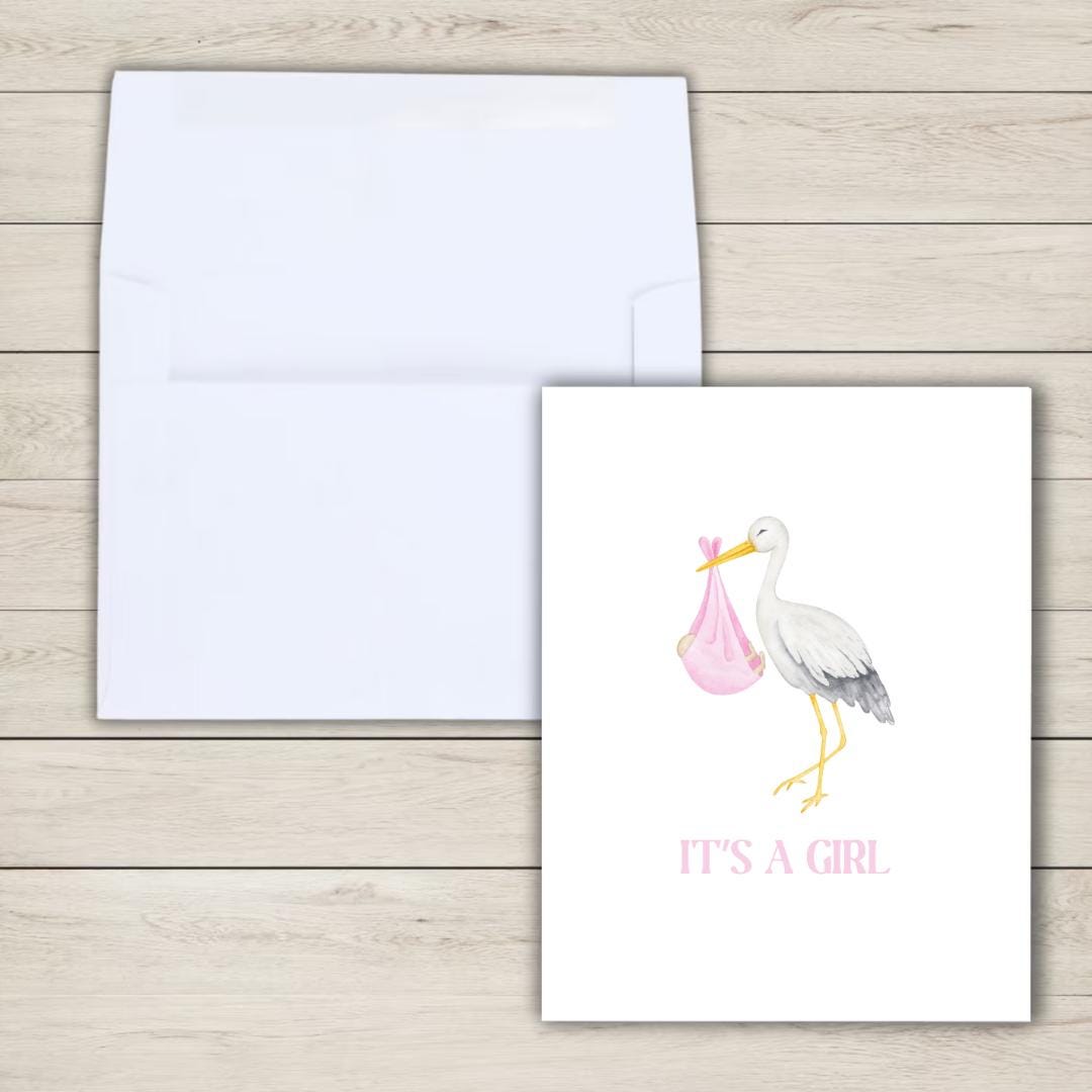 its a girl card, A New Baby Greeting Card, Pregnant, Congratulations, Baby Shower Card Daughter Niece Granddaughter Goddaughter Child Kids