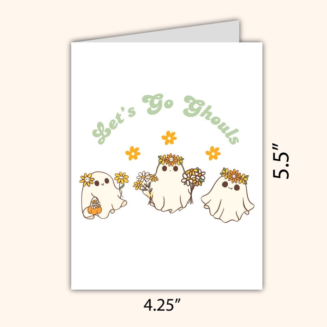 Let's Go Ghouls Spooky Halloween For Best Friends Besties Funny Cheesy Halloween Greeting Card | Halloween Decor Fall Decor bookshelf decor