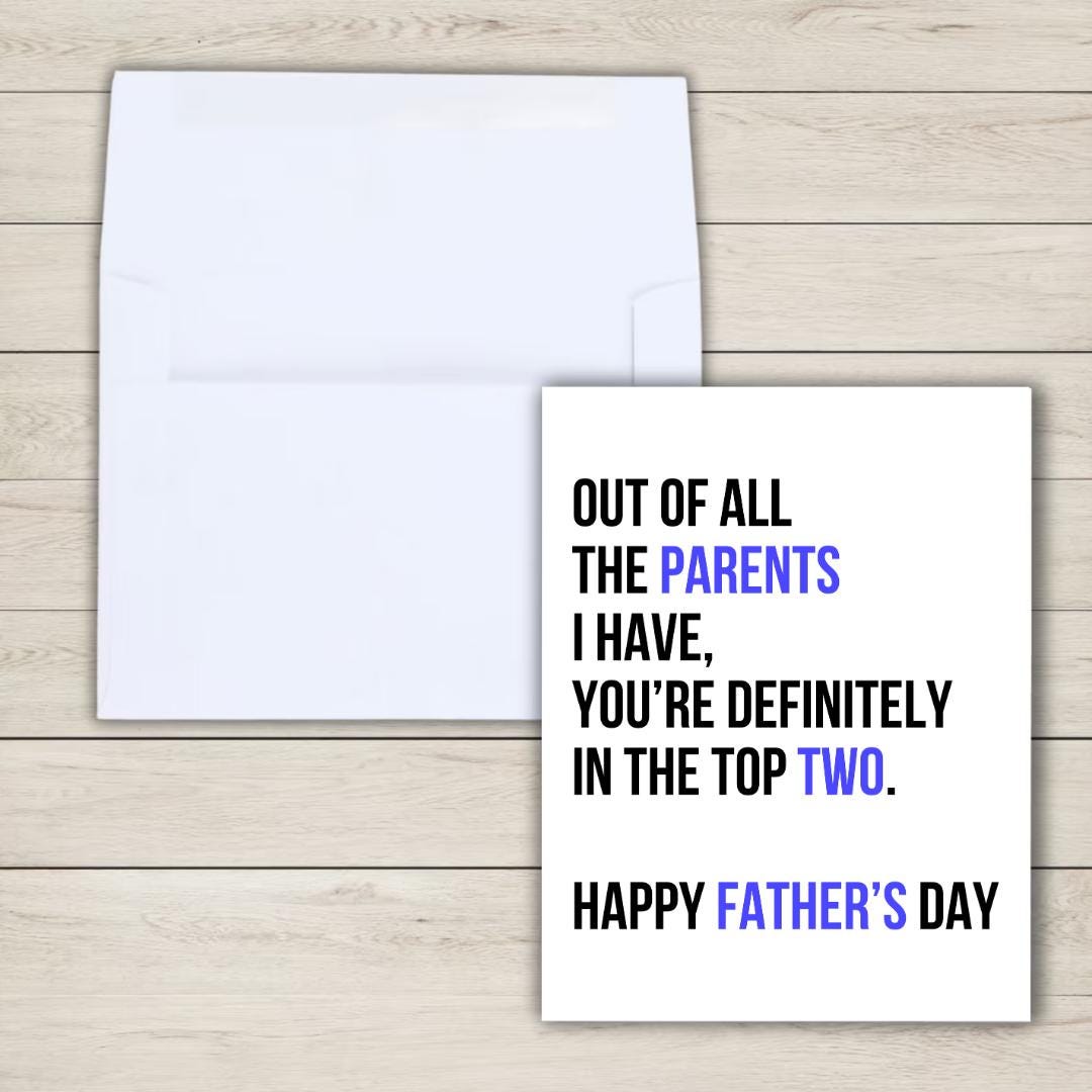 Top Two Parent Father's Day Card | Funny Fathers Day Card For Dad Grandad Husband | Dad Birthday | Cute Daddy Grandpa Grandfather