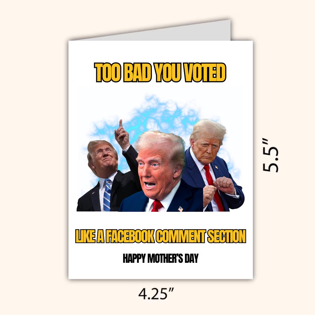 Voted For Trump Mothers Day Card, new mother card Mothers Day, Mum Mothers Day Cards For Her, Rude Mothers Day Card