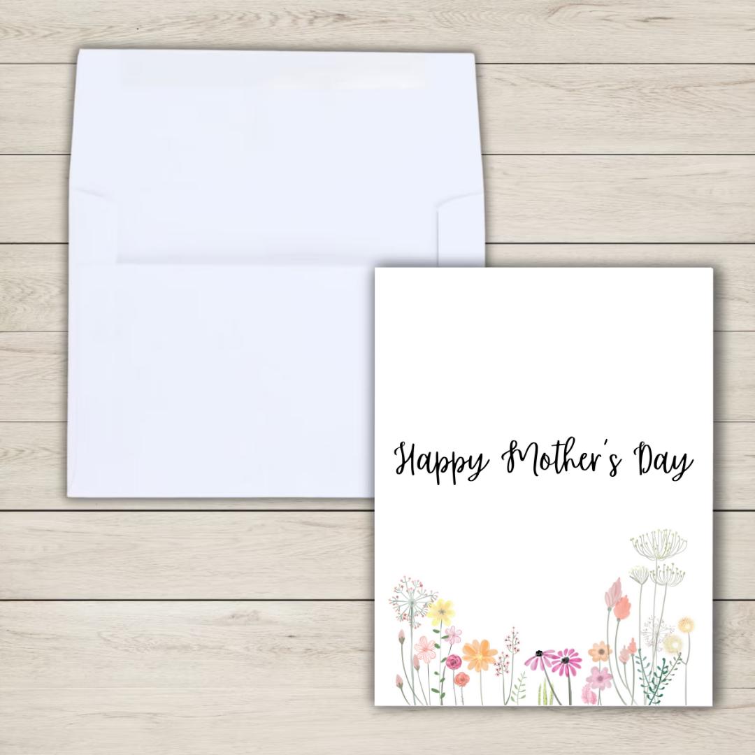 Mother's Day Flowers Card, Happy Mothers Day Card, Card For Mothers Day, Mum Mothers Day Cards For Her, Mothers Day Card For Grandma, Nana