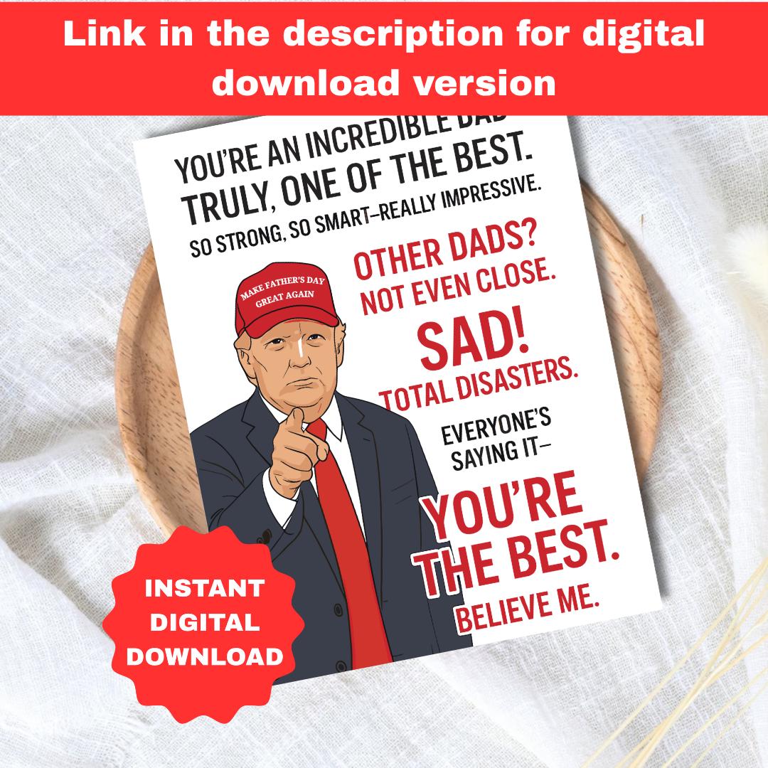 Funny Trump Dad Birthday Card for Dad | Funny Birthday Card For Dad Grandad Husband | Dad Birthday | Cute Daddy Grandpa Grandfather