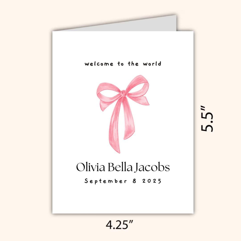 Personalized New Baby Card, Welcome To The World, Pregnant, Congratulations, Baby Shower Gift Daughter Niece Granddaughter Goddaughter Child
