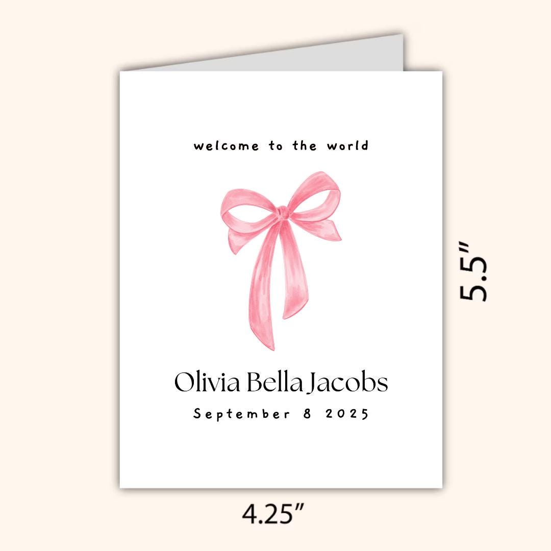 Personalized New Baby Card, Welcome To The World, Pregnant, Congratulations, Baby Shower Gift Daughter Niece Granddaughter Goddaughter Child