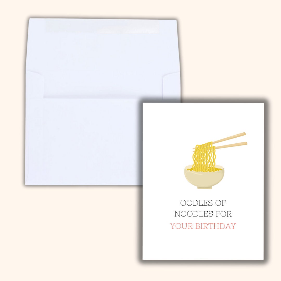 Oodles Of Noodles Birthday Card | Noodles Cup Ramen Card | Birthday Card For Husband Wife Mom Dad | Funny Birthday Card | Greeting Card