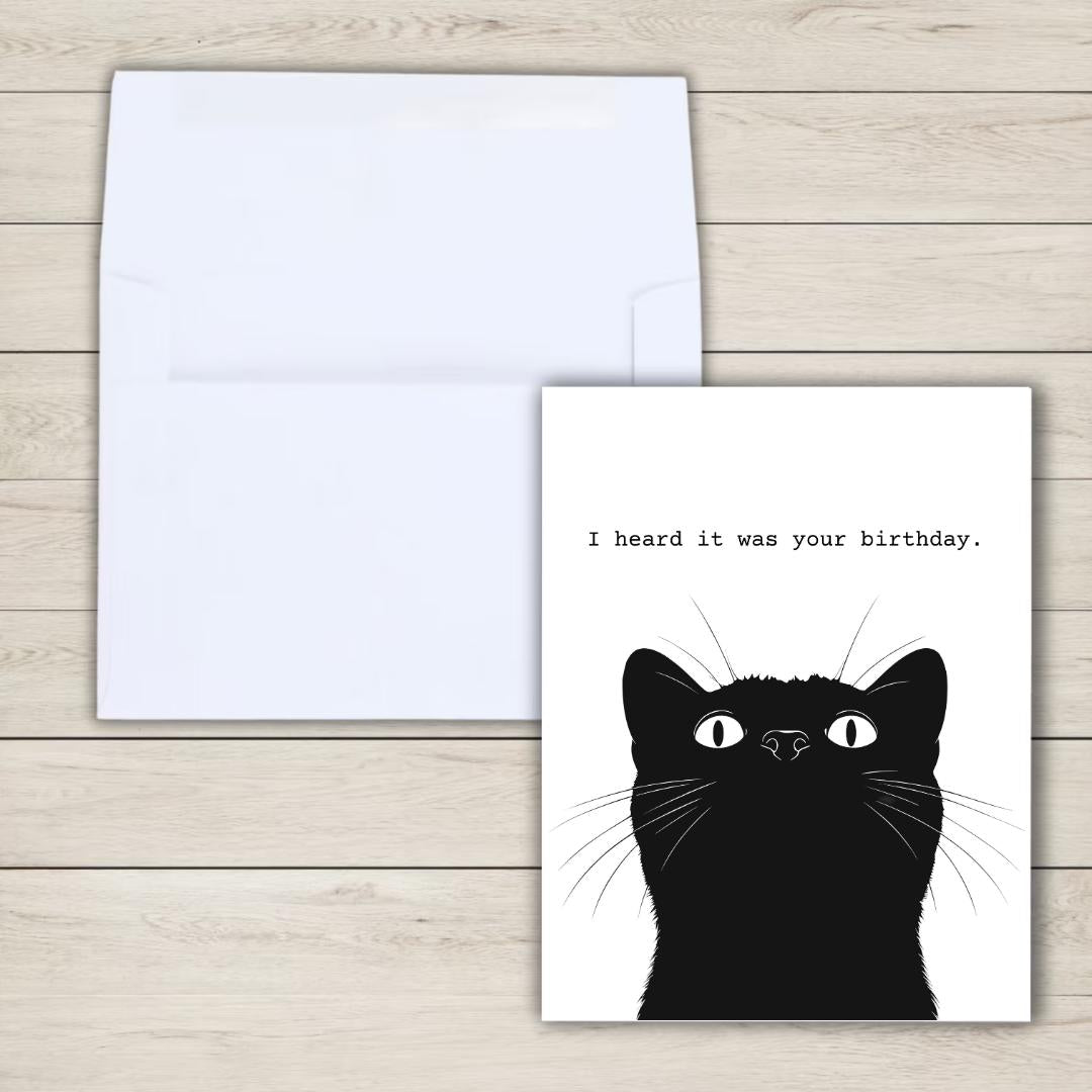 I heard It Was Your Birthday Birthday Card, Funny Cat Card For Cat Lover, Rude Birthday Card For Bestie Husband Boyfriend Girlfriend Him