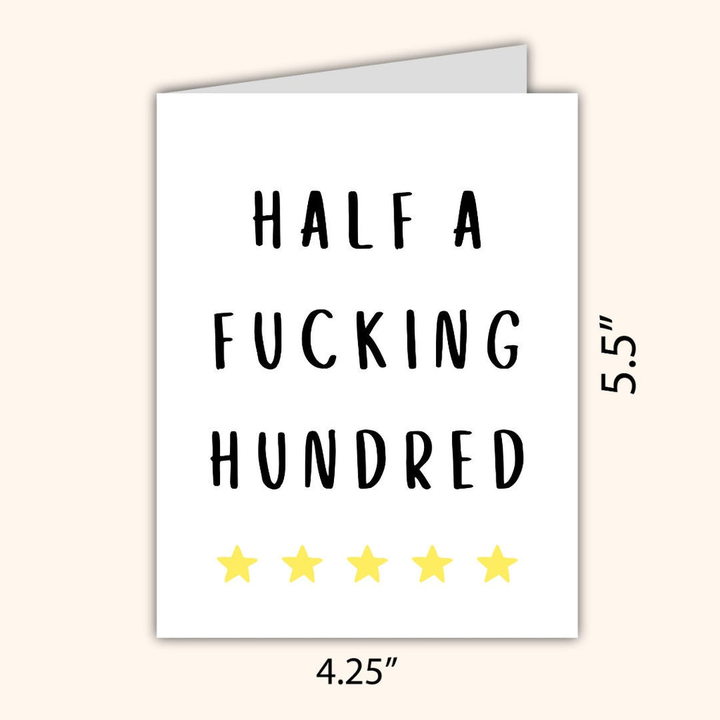 50th birthday card, Fiftieth birthday card, milestone birthday card, 50th birthday gift, gift for men, half a hundred, rude birthday card