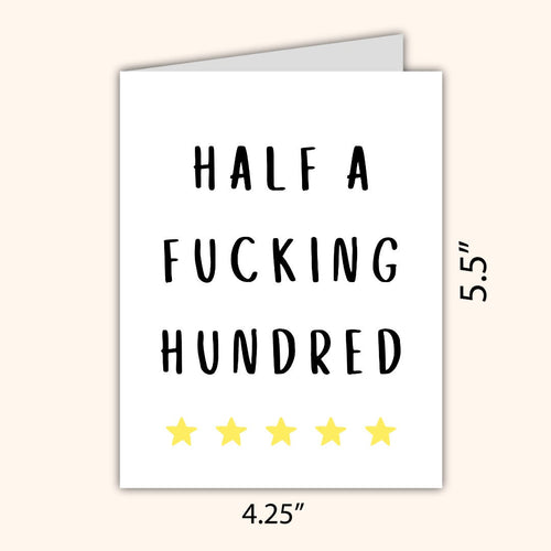 50th birthday card, Fiftieth birthday card, milestone birthday card, 50th birthday gift, gift for men, half a hundred, rude birthday card