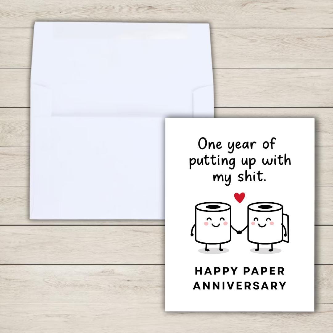 One Year Paper Wedding Anniversary Card | 1 Year Anniversary Card | 1st Wedding Anniversary gift for Wife | one year anniversary card him