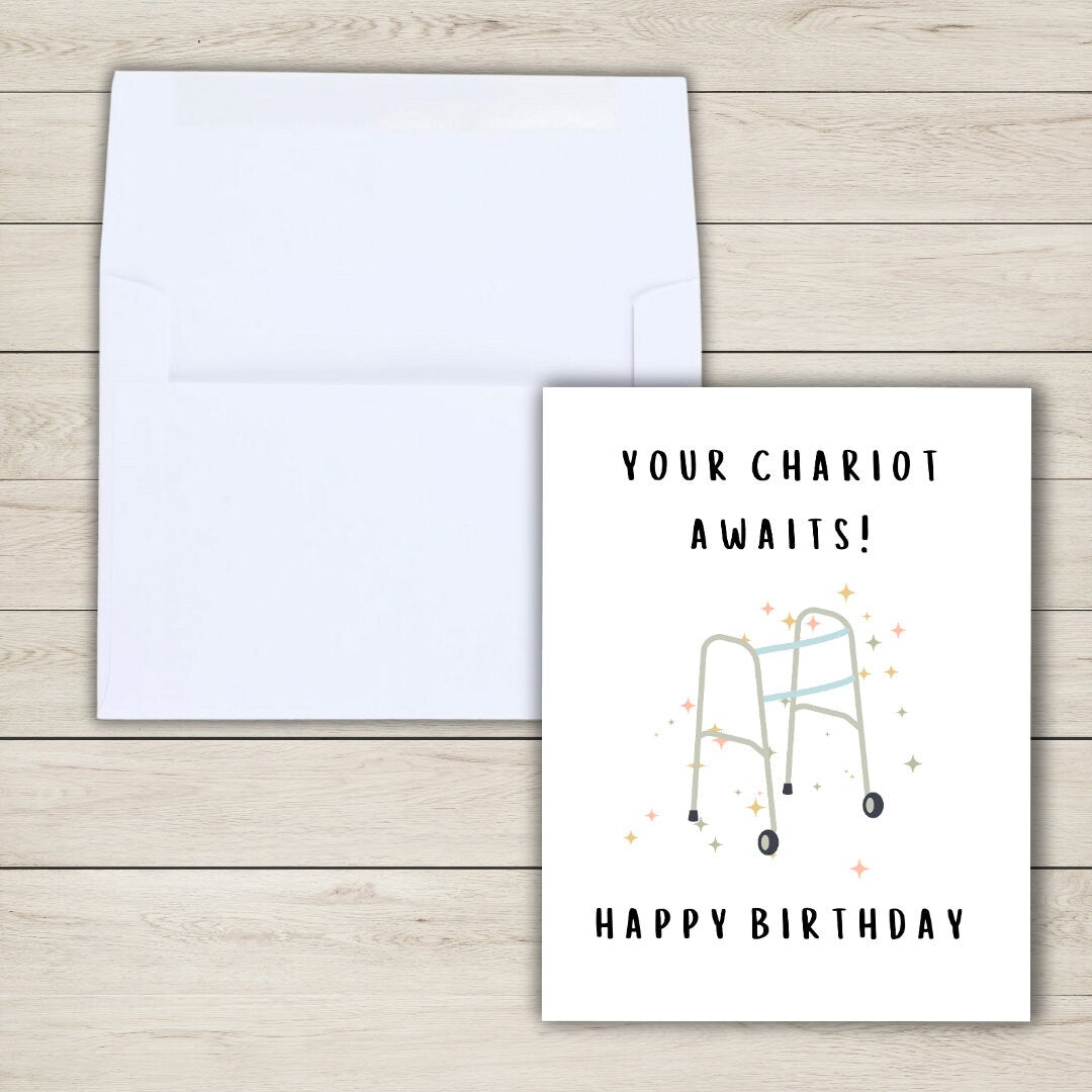 Your Chariot Awaits Birthday Card Funny 60th 70th 80th Dad Birthday Card | Funny Punny Birthday Card Husband Wife Boyfriend Grandfather