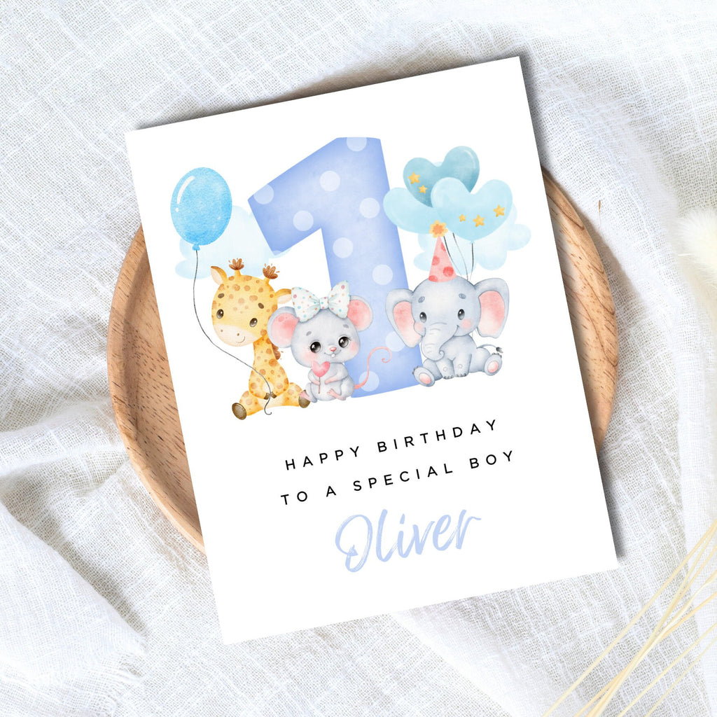 Personalised 1st 2nd 3rd Birthday Card for Girl Son Nephew Grandson Godson Child Kids Personalised with Name First Birthday