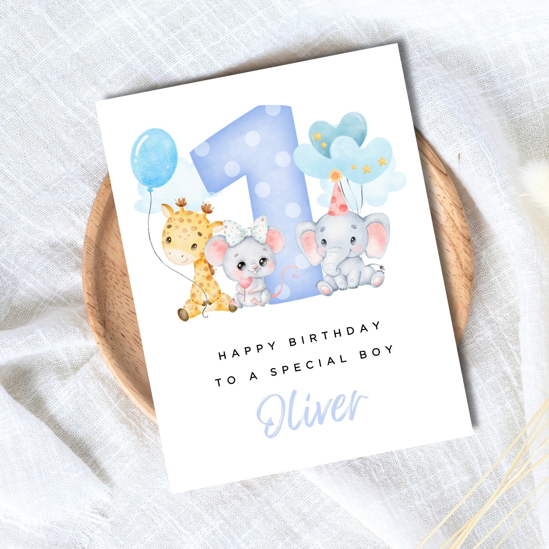 Personalised 1st 2nd 3rd Birthday Card for Girl Son Nephew Grandson Godson Child Kids Personalised with Name First Birthday