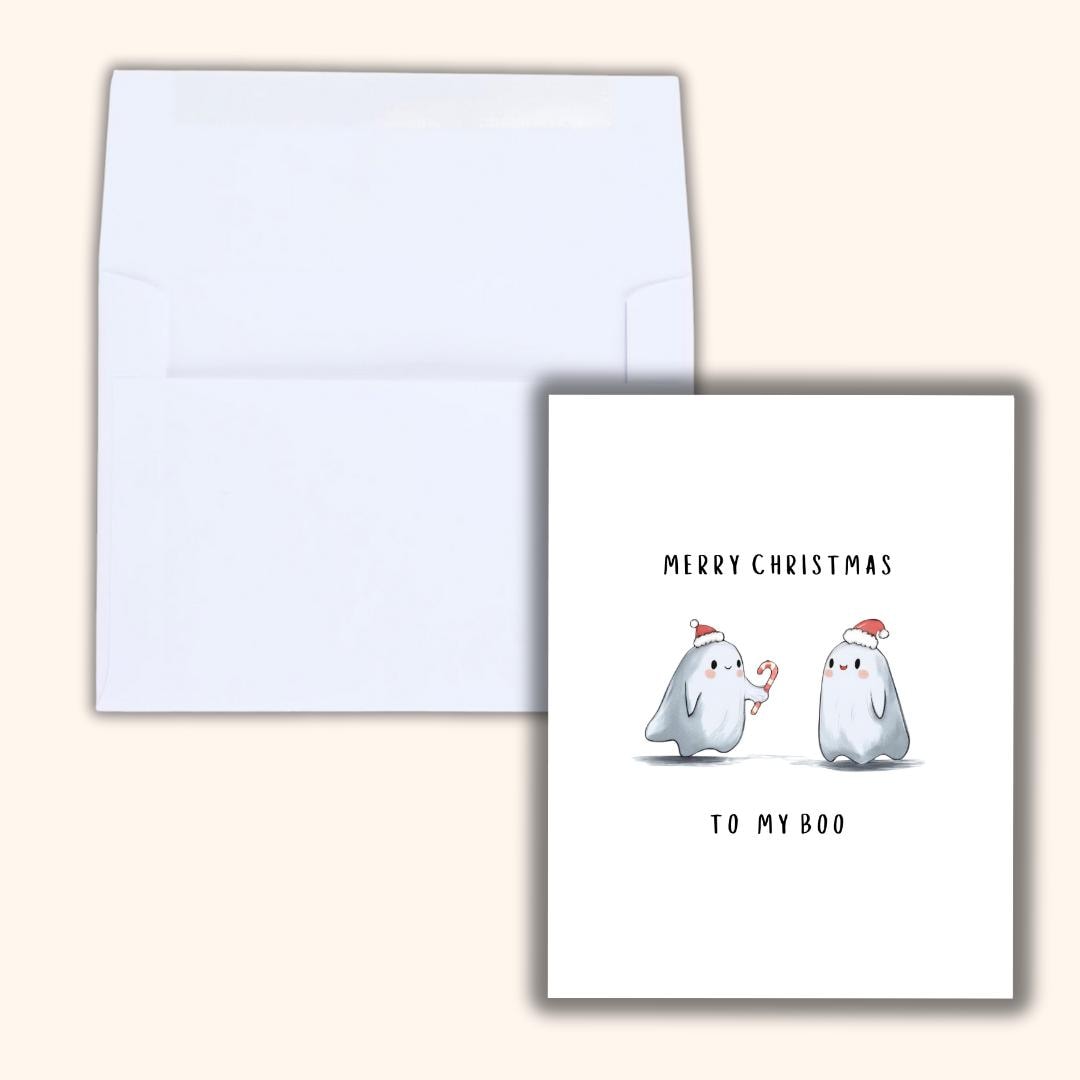 Merry Christmas To My Boo Loving Card, Boyfriend Christmas card, Girlfriend, Christmas card for Wife, Husband, Personalised Christmas Gift
