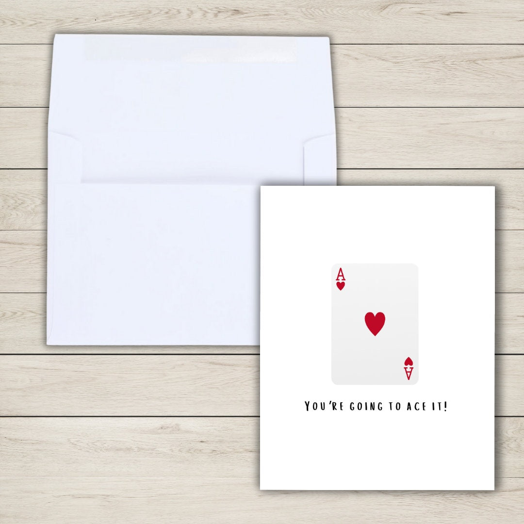 You're Going To Ace It Card New Job Good Luck Work Friend, Congratulations Card, Graduation, Well Done, New Job, Promotion Personalized Card