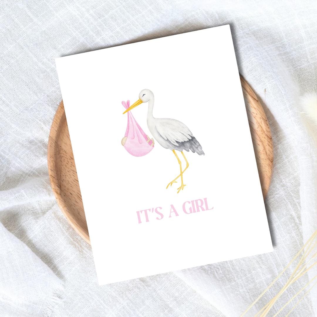 its a girl card, A New Baby Greeting Card, Pregnant, Congratulations, Baby Shower Card Daughter Niece Granddaughter Goddaughter Child Kids