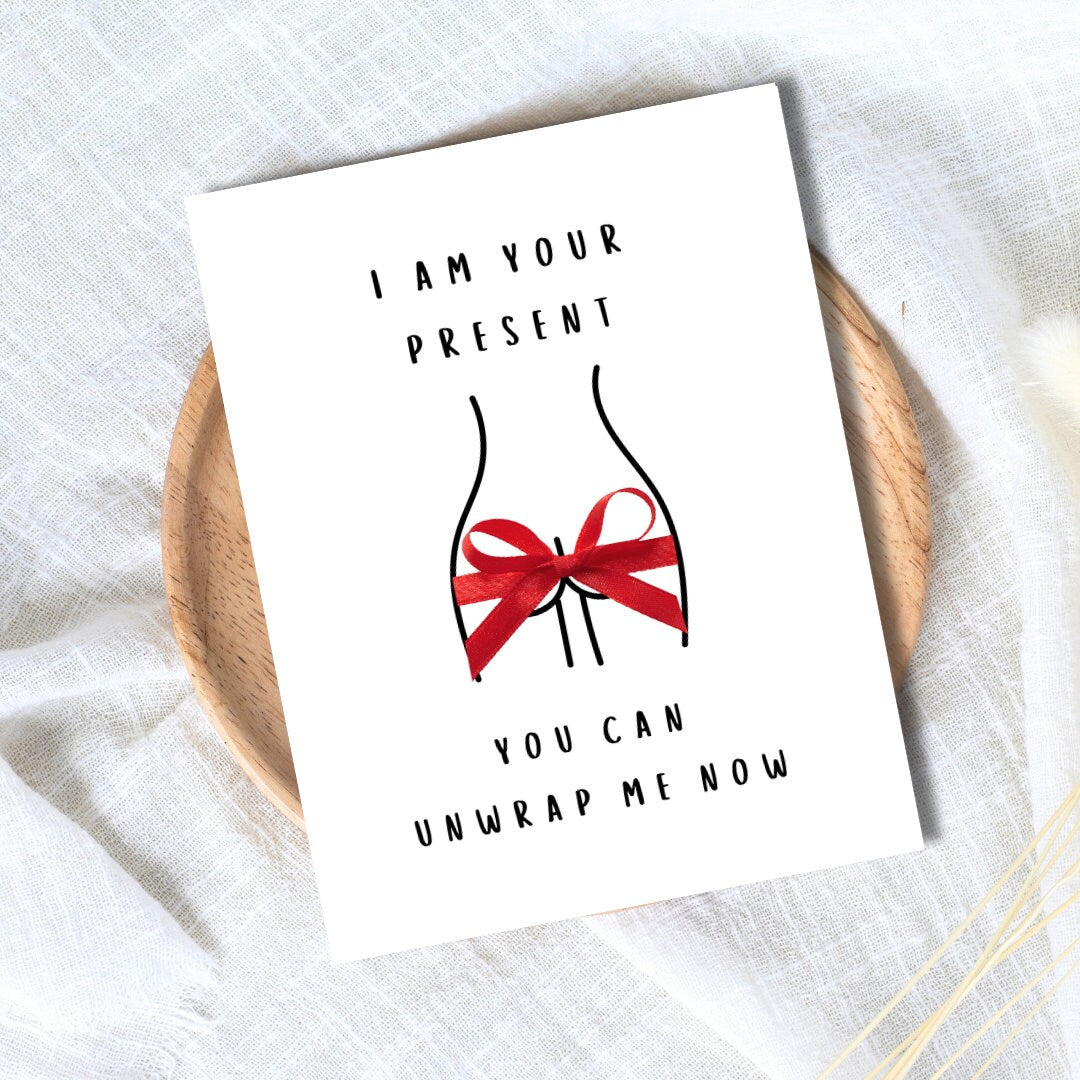 Unwrap Me Funny Sexy Christmas Card, Boyfriend christmas card, Girlfriend, Christmas card for Wife, Husband, personalised Christmas Gift