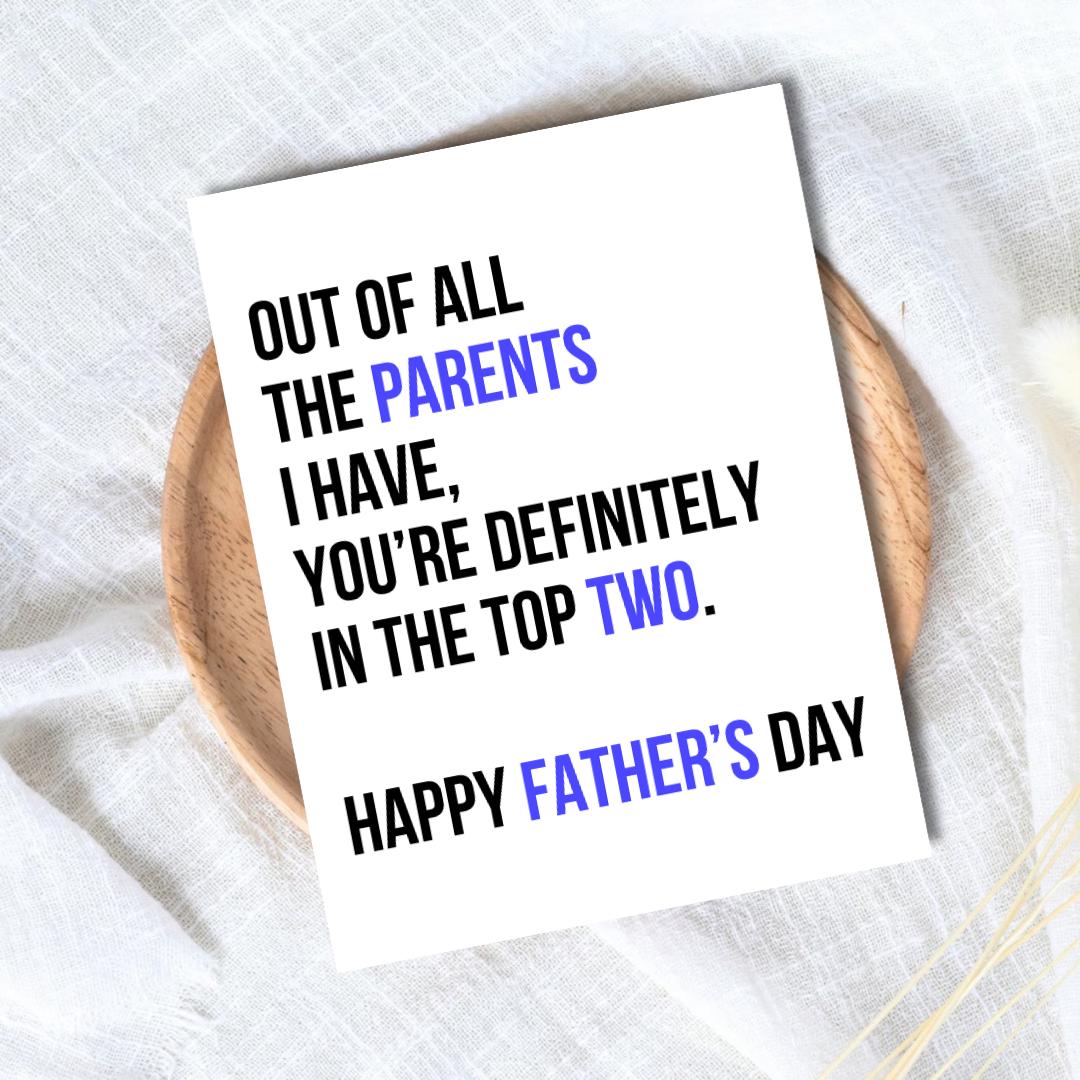 Top Two Parent Father's Day Card | Funny Fathers Day Card For Dad Grandad Husband | Dad Birthday | Cute Daddy Grandpa Grandfather