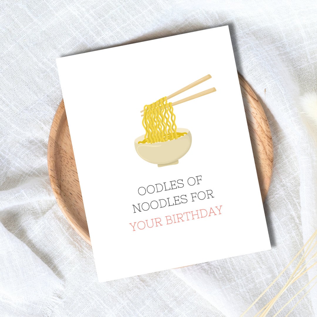 Oodles Of Noodles Birthday Card | Noodles Cup Ramen Card | Birthday Card For Husband Wife Mom Dad | Funny Birthday Card | Greeting Card