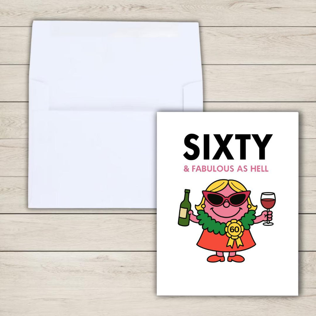 Miss Sixty & Fabulous Funny 60th Birthday Card, milestone birthday card, 60th birthday gift for Women, Funny Card For Friend, prosecco card