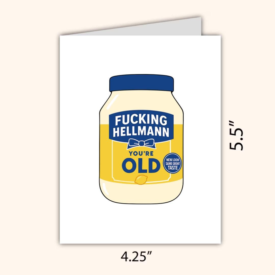 Hellmann You're Old, Fiftieth birthday card, milestone birthday card, 50th birthday gift, gift for men, half a hundred, rude birthday card