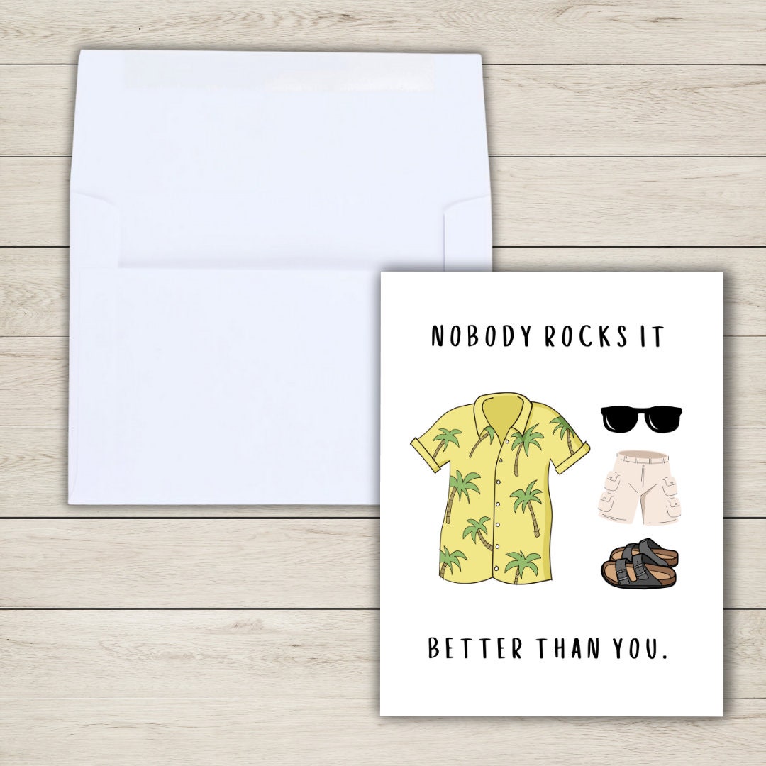 Nobody Rocks It Better Father's Day Card Hawaiian Shirt Cargo Shorts Sandals For Dad Grandad Husband Birthday Cute Daddy Grandpa Grandfather