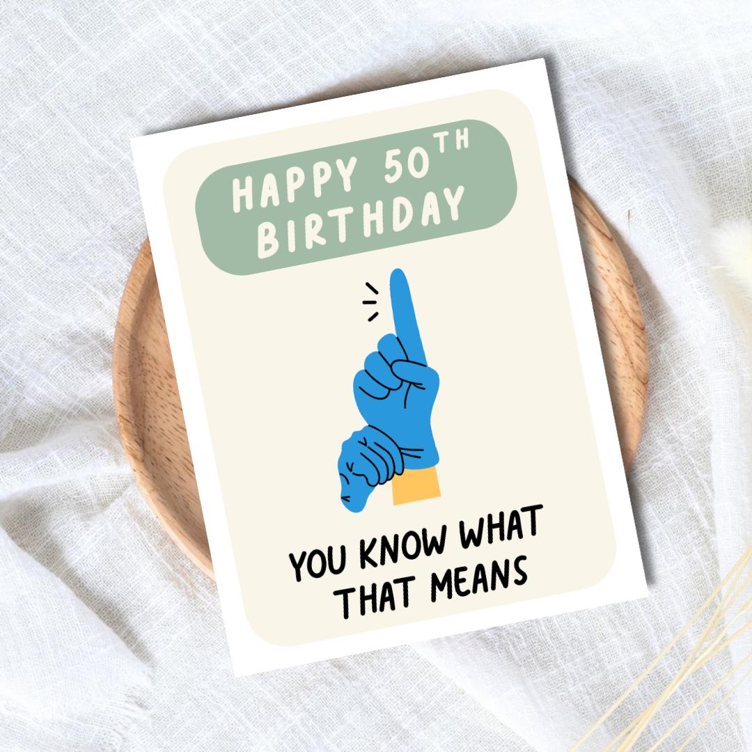 50th Birthday Card - rude and funny birthday card by Northern Wind Creative
