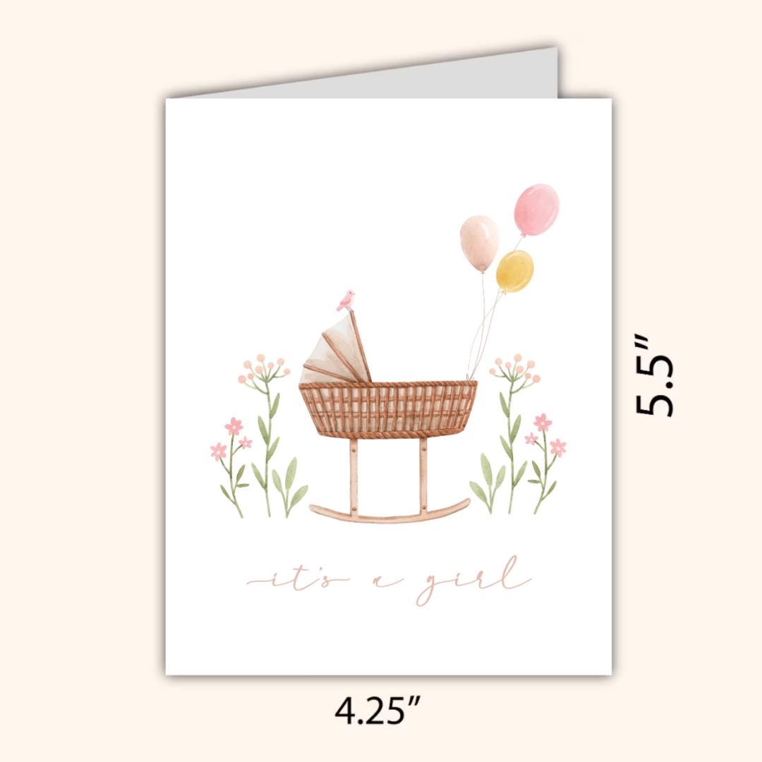 its a girl card, A New Baby Greeting Card, Pregnant, Congratulations, Baby Shower Card Daughter Niece Granddaughter Goddaughter Child Kids