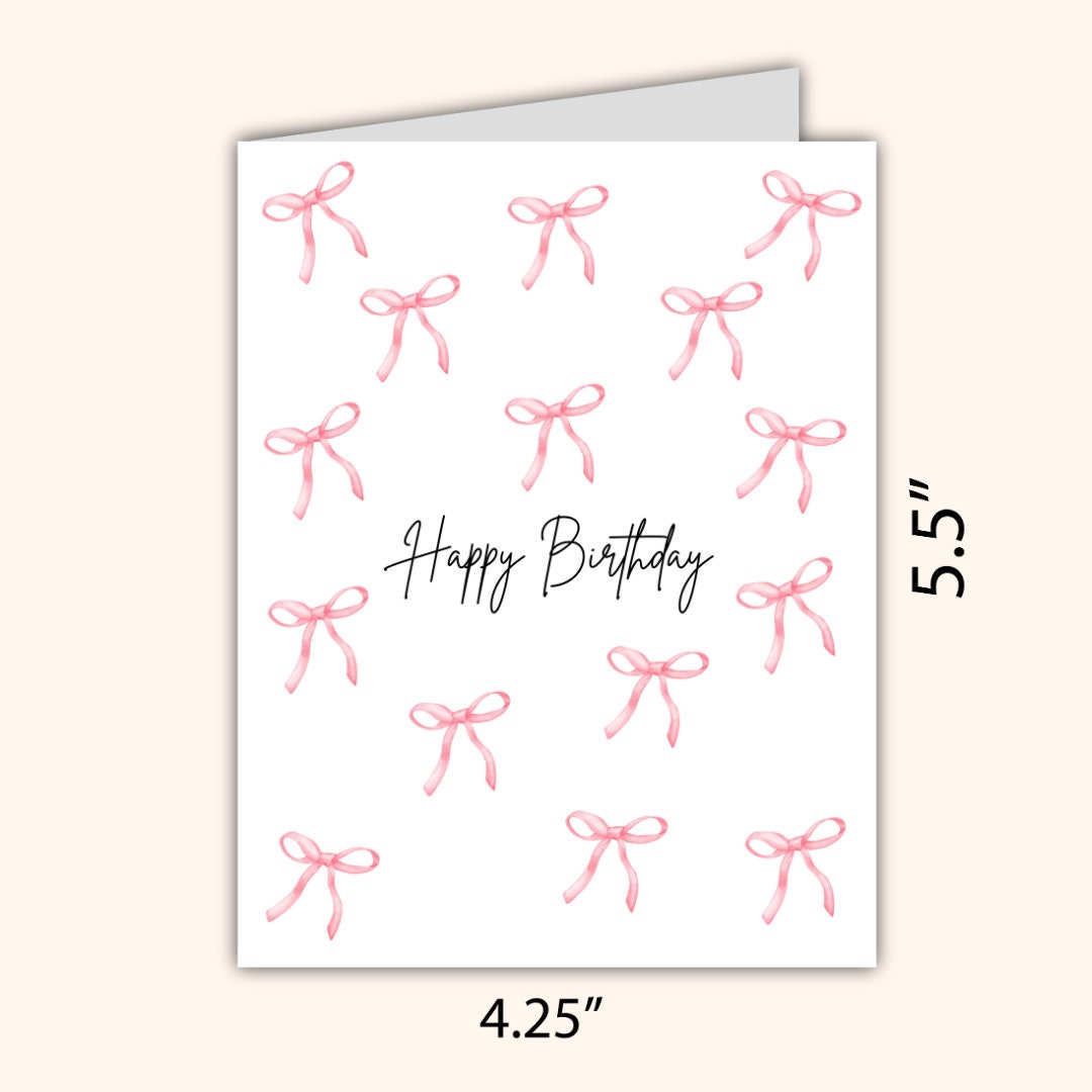 Happy Birthday Bow Card | Pink Bow Coquette Bestie Card | Funny Birthday Card | Birthday Gift for Wife Husband | Valentines Card For Her Him