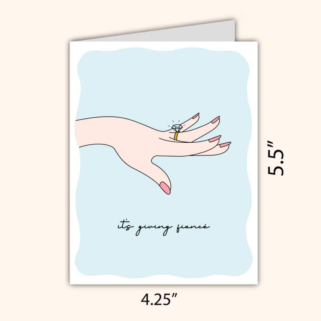 It's Giving Fiance Congrats Engagement Card For Newly Married or Engaged Couple, Wedding Card For Her, Engagement Card For Sister, Cousin