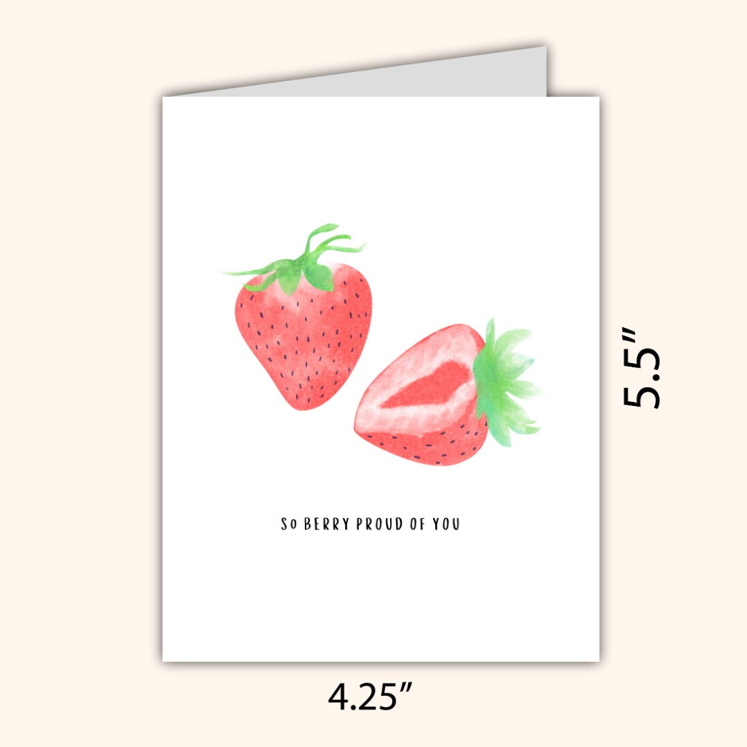 So Very Proud Of You Strawberry So Berry Proud - Funny Congratulations Card, Graduation, Well Done, New Job, Promotion Personalised Card
