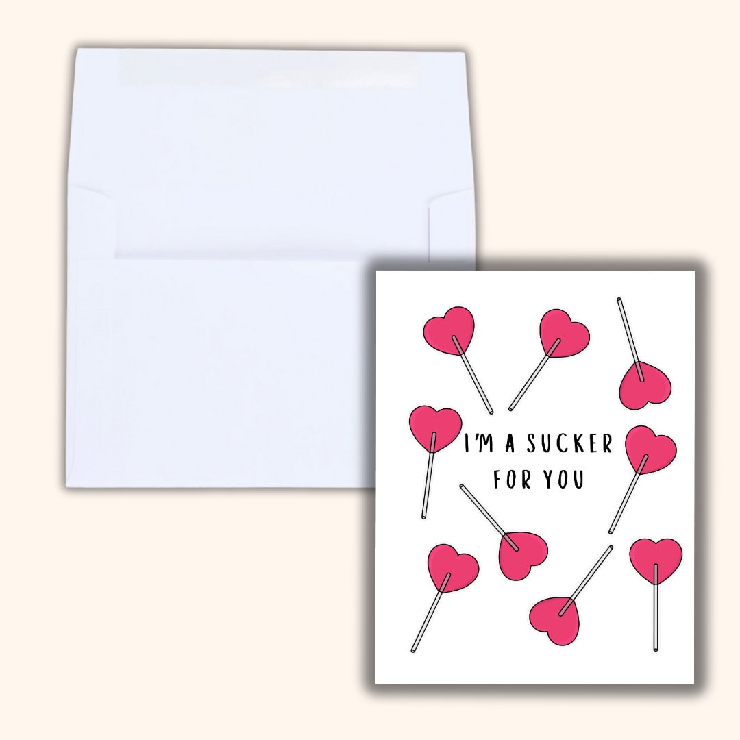 I'm A Sucker For You Love Card Funny Anniversary Birthday Card Heartfelt Wedding/Dating Anniversary Husband Wife Boyfriend Girlfriend Him