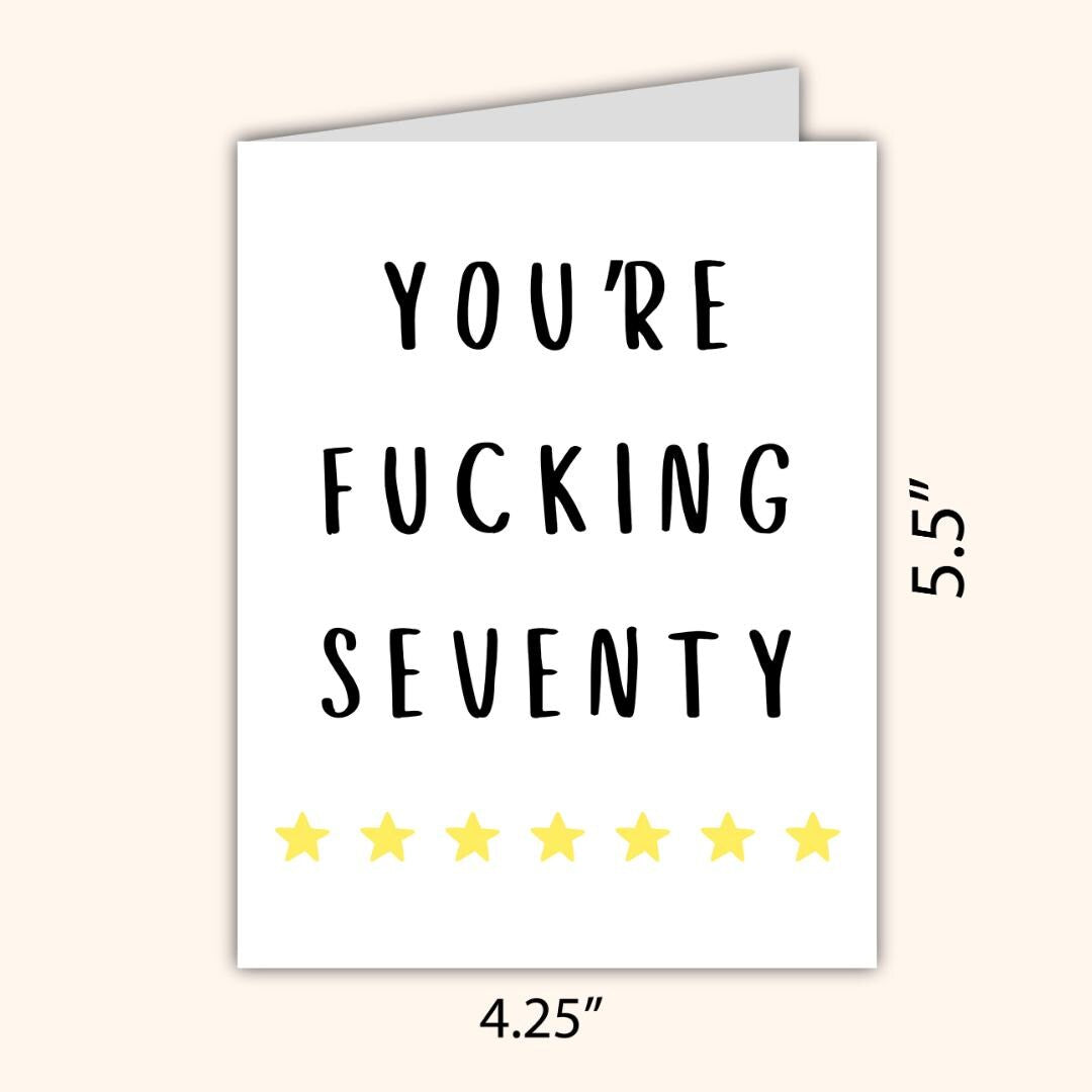 70th birthday card, Seventieth birthday card, milestone birthday card, 70th birthday gift, gift for men, half a hundred, rude birthday card