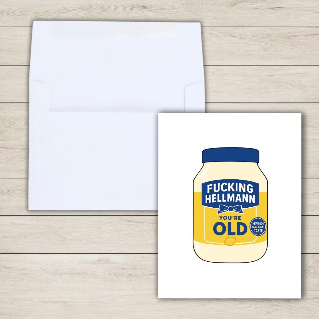 Hellmann You're Old, Fiftieth birthday card, milestone birthday card, 50th birthday gift, gift for men, half a hundred, rude birthday card