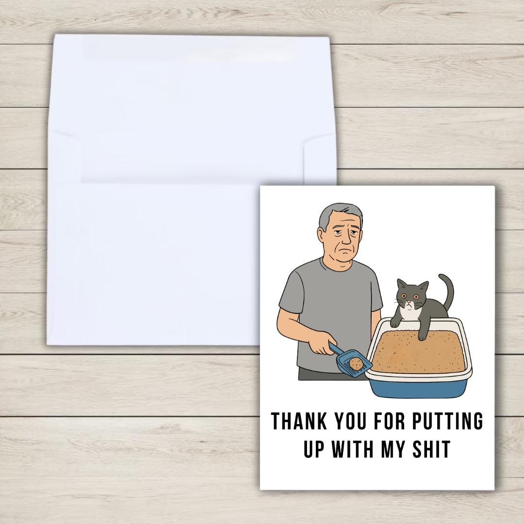 Put Up With My Sh*t Cat Dad Father's Day Card | Funny Fathers Day Card For Dad Grandad Husband | Dad Birthday | Cute Grandpa Grandfather