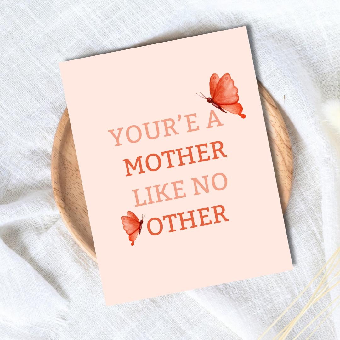 You're A Mother Like No Other Mothers Day Card, new mother card Butterfly, Mum Mothers Day Cards For Her, Mothers Day Card For Grandma, Nana