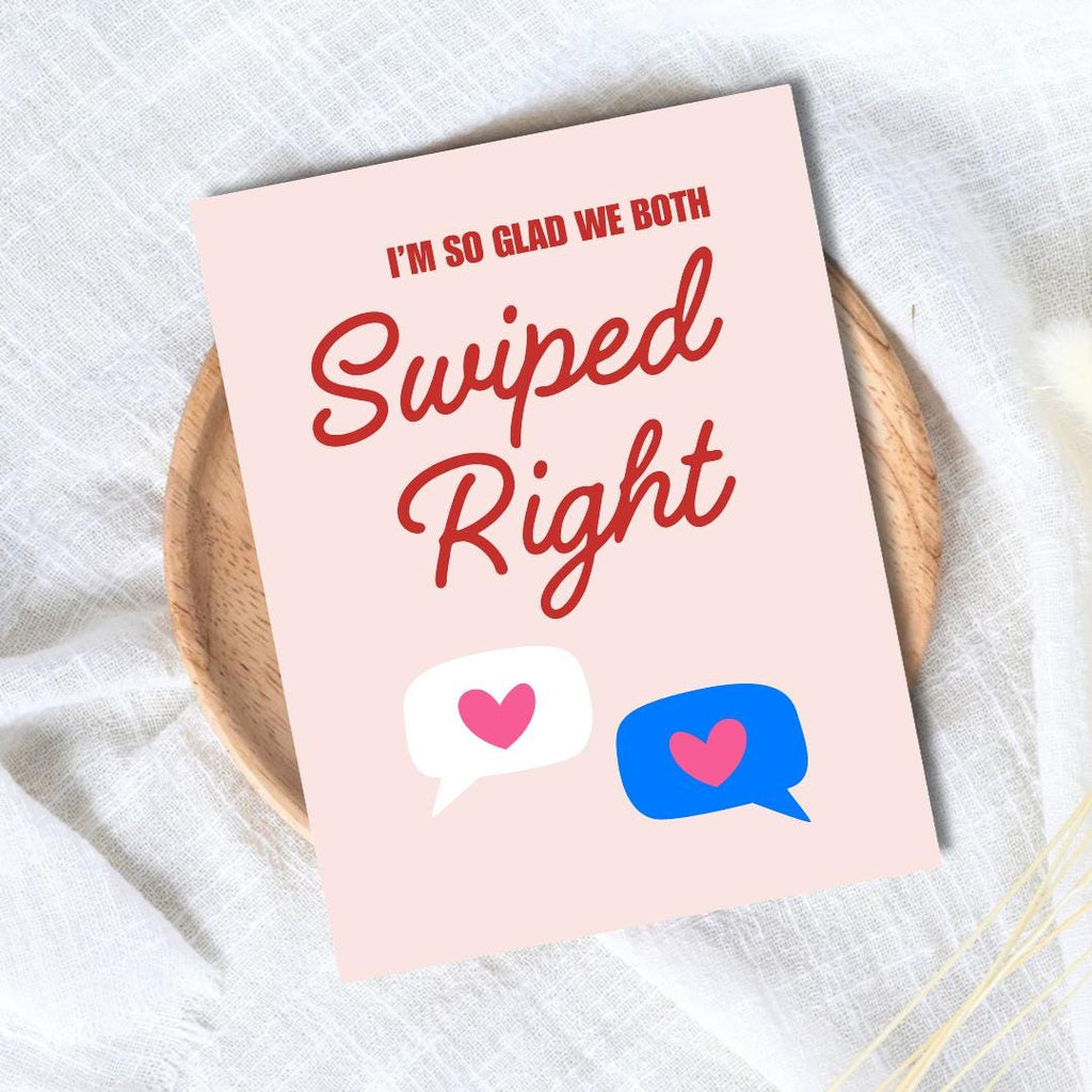 I'm So Glad We Both Swiped Right Valentines Card | Funny Birthday Card | Birthday Gift for Wife Husband | Valentines Card For Her Him