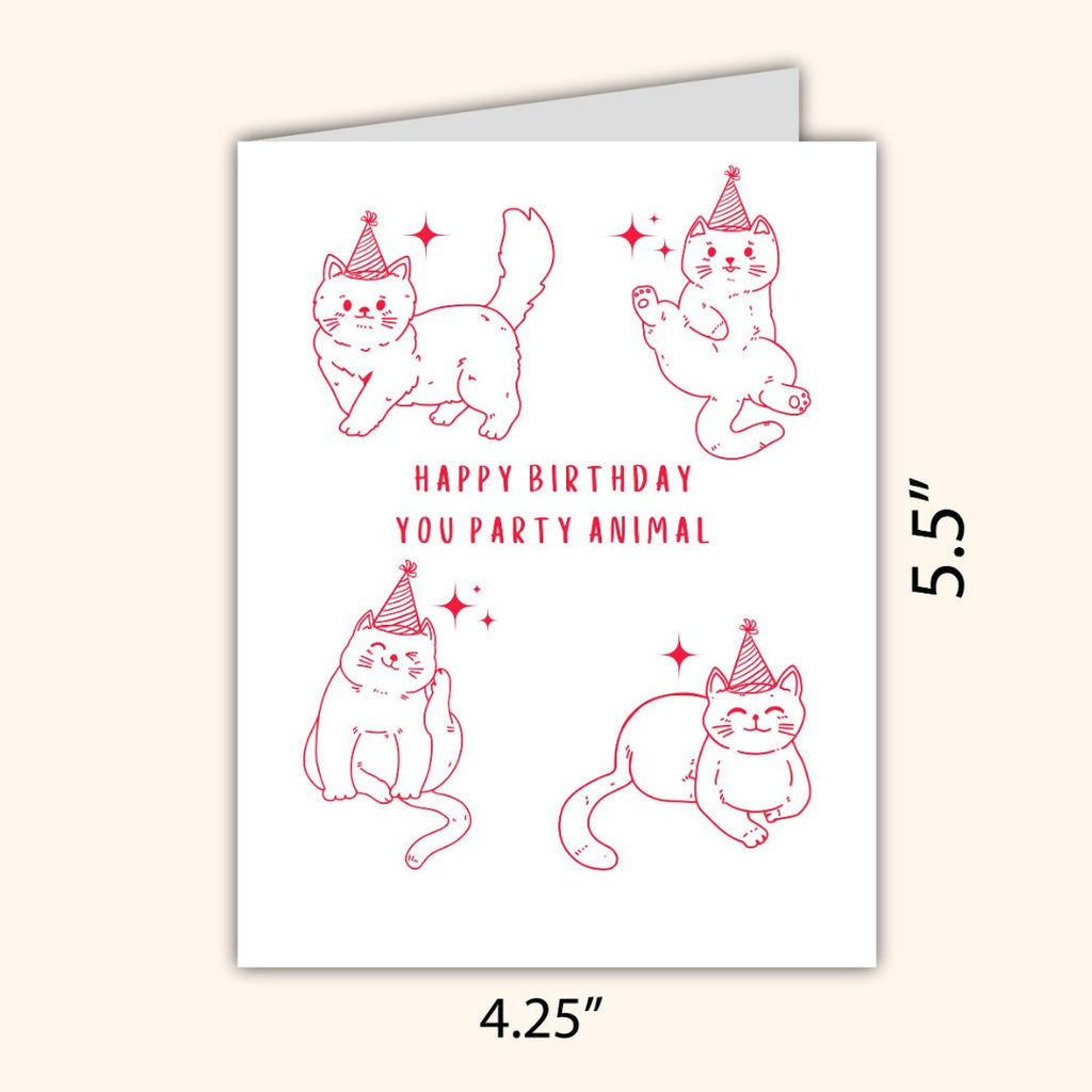 Cat Birthday Happy Birthday Party Animal Birthday Card | Son Daughter Husband Wife Girlfriend Boyfriend Birthday Card Funny Cute Animal Card
