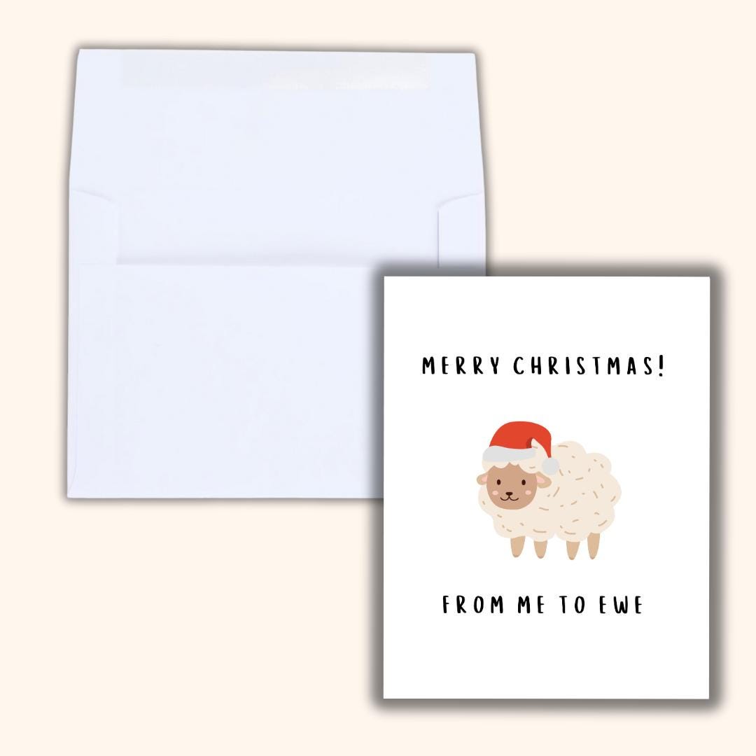 Christmas Sheep Card | Cute Christmas Card For Bestie Husband Wife Boyfriend Girlfriend Mom Dad Friend Family | Christmas Gifted For Him/Her