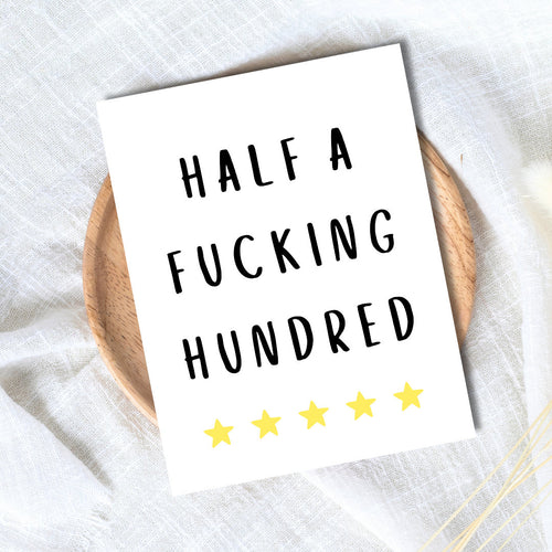 50th birthday card, Fiftieth birthday card, milestone birthday card, 50th birthday gift, gift for men, half a hundred, rude birthday card
