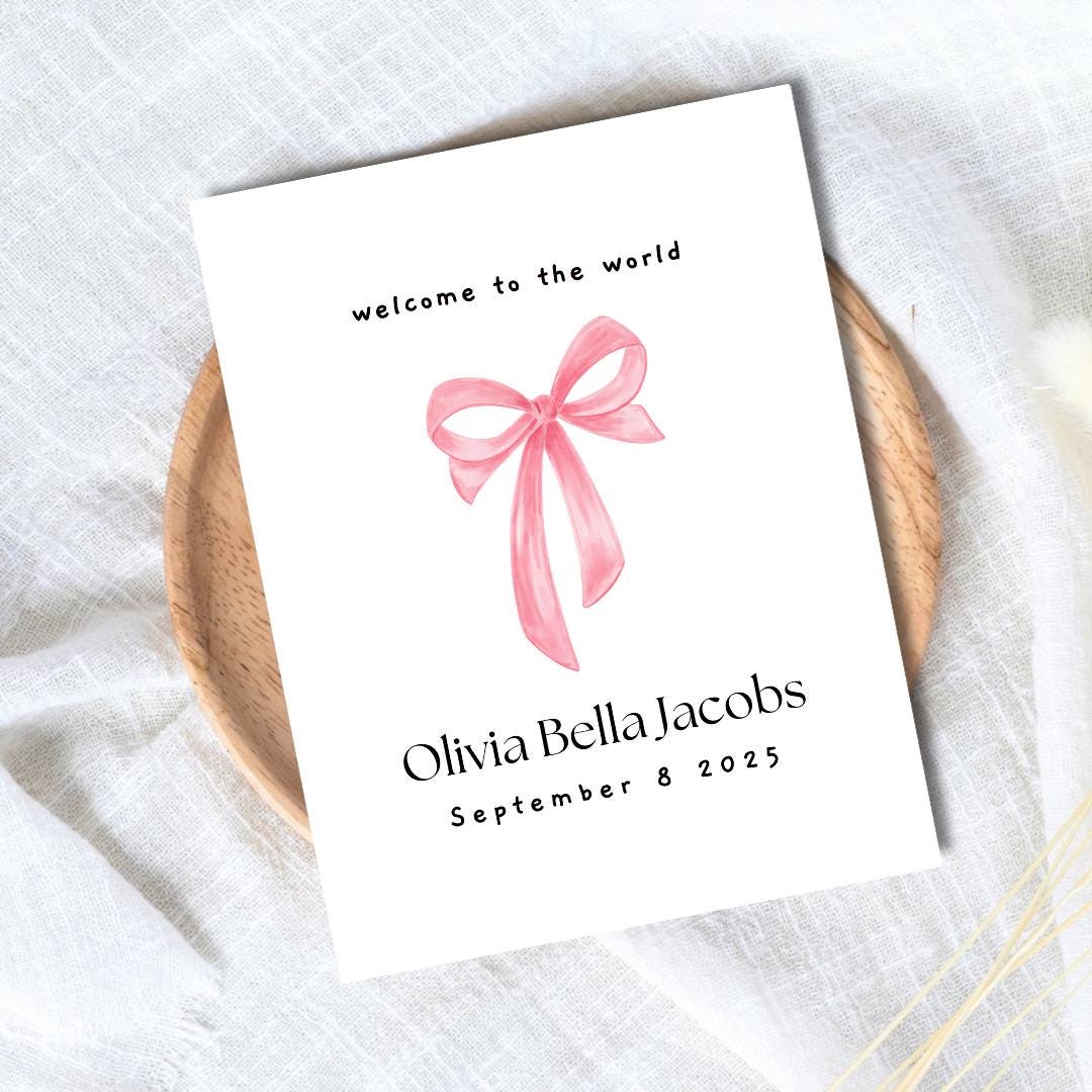 Personalized New Baby Card, Welcome To The World, Pregnant, Congratulations, Baby Shower Gift Daughter Niece Granddaughter Goddaughter Child