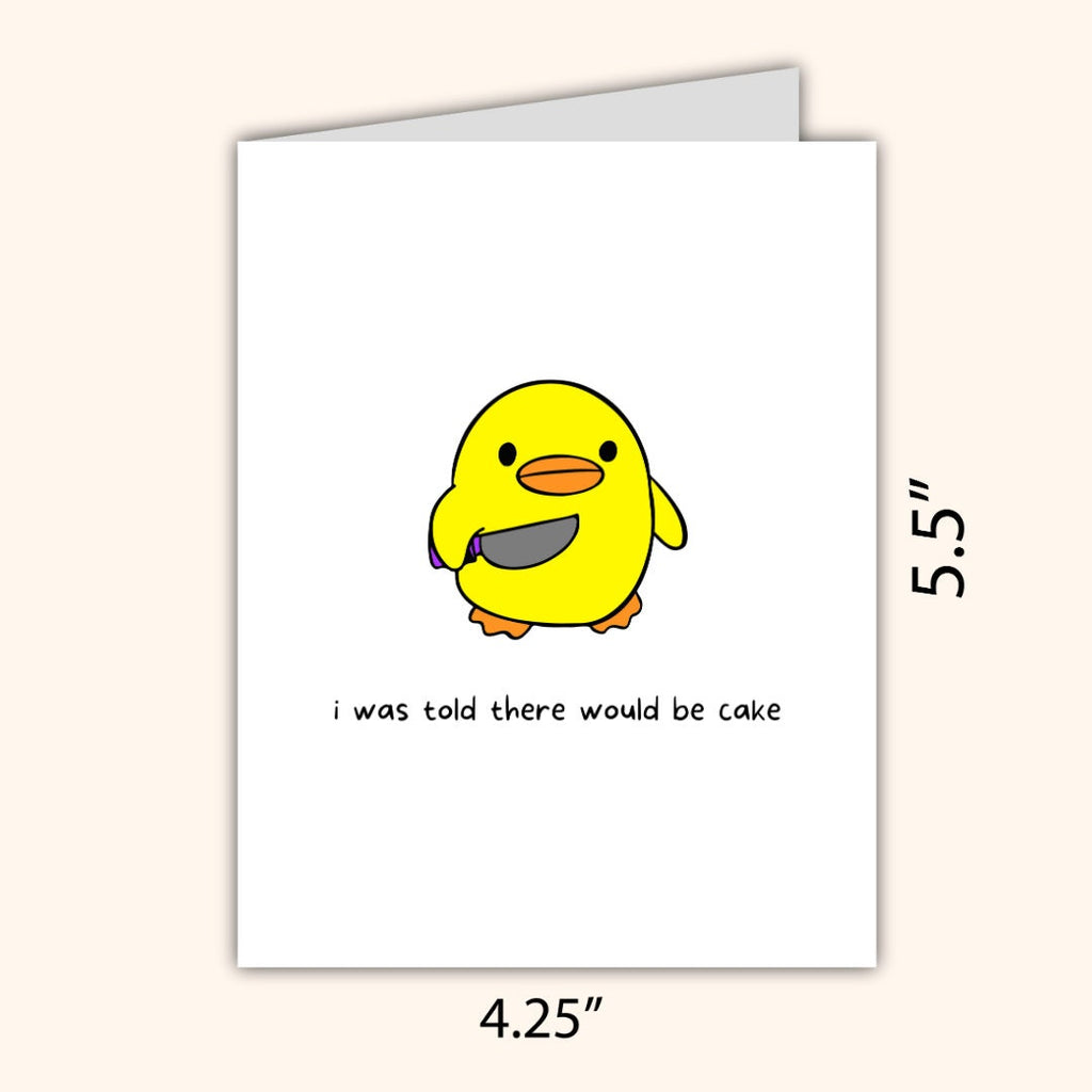 I Was Told There Would Be Cake Birthday Card, Duck With A Knife, Funny Rude Birthday Card For Bestie Husband Wife Boyfriend Girlfriend Him