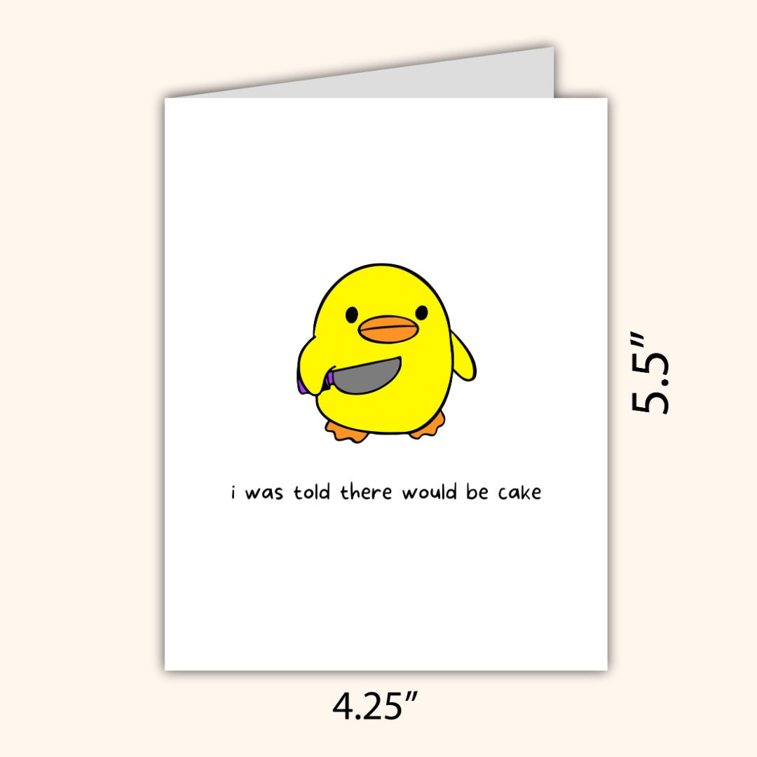 I Was Told There Would Be Cake Birthday Card, Duck With A Knife, Funny Rude Birthday Card For Bestie Husband Wife Boyfriend Girlfriend Him