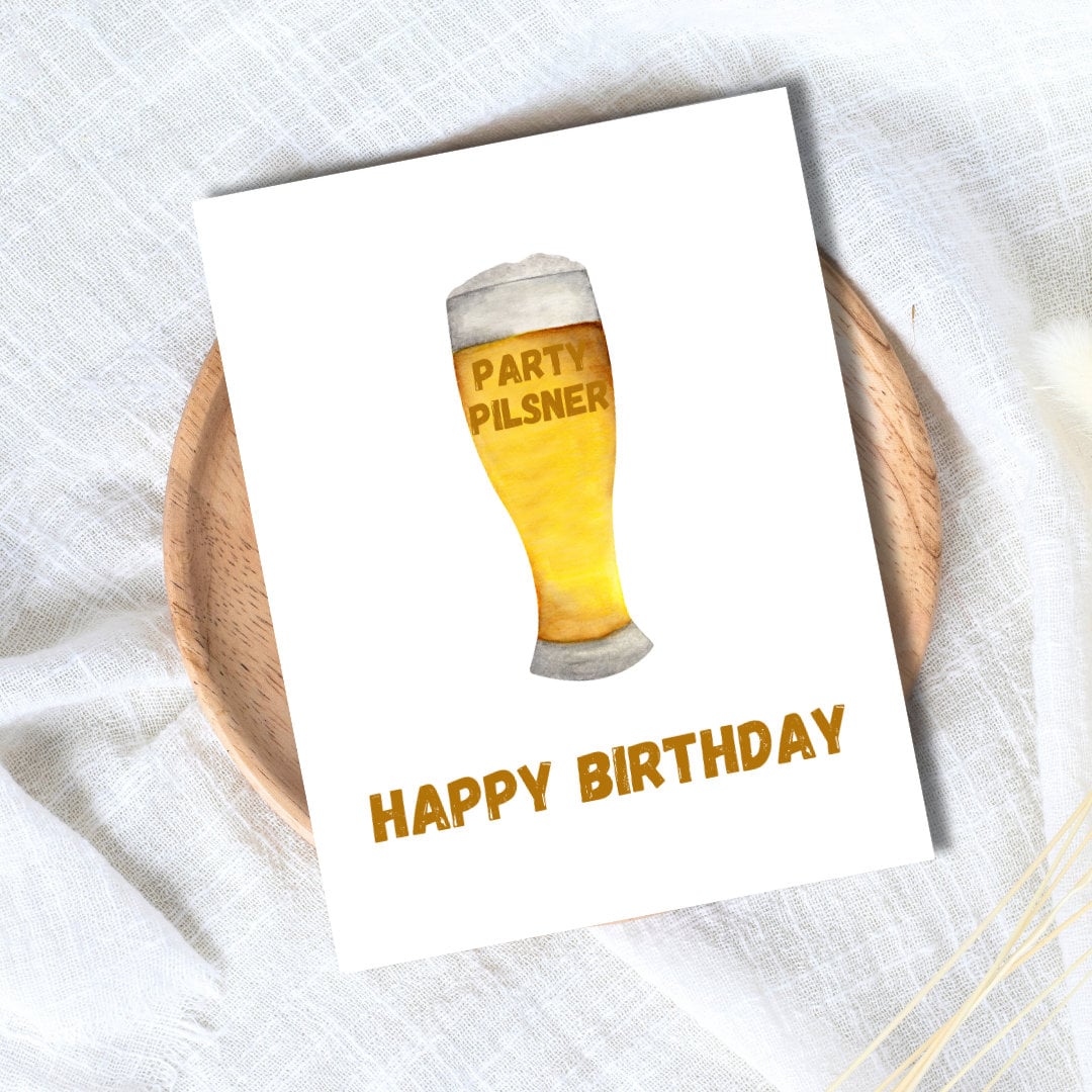 Funny Beer Bottle Party Pilsner Birthday Card For Dad - Cider Bottle Card - Larger Bottle Card - Birthday Card, Mum, Son, Daughter, Friend