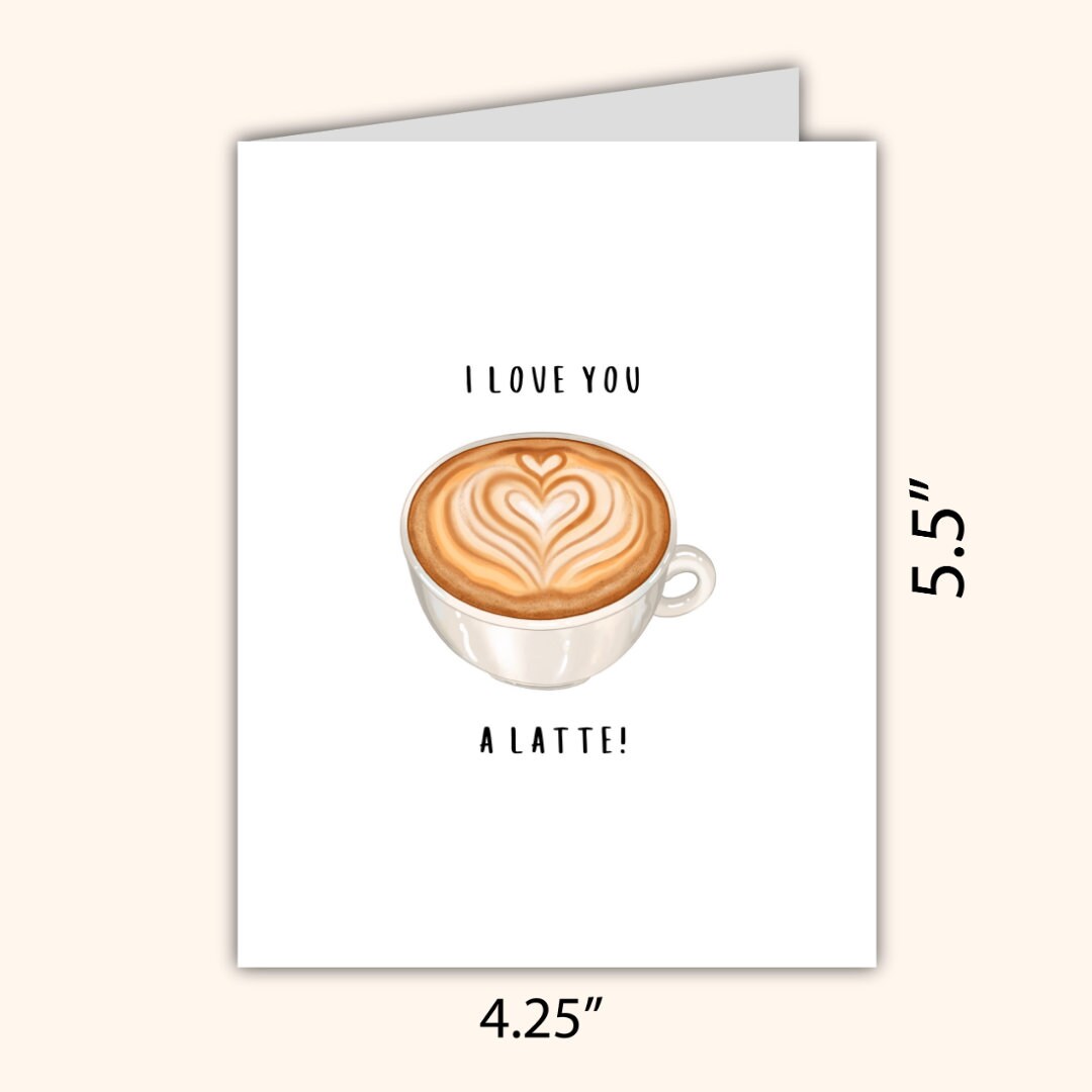 I Love You A Latte Card | Cute Love Card | Thanks A Latte Card Birthday Gift for Wife Husband | Valentines Card For Her Him