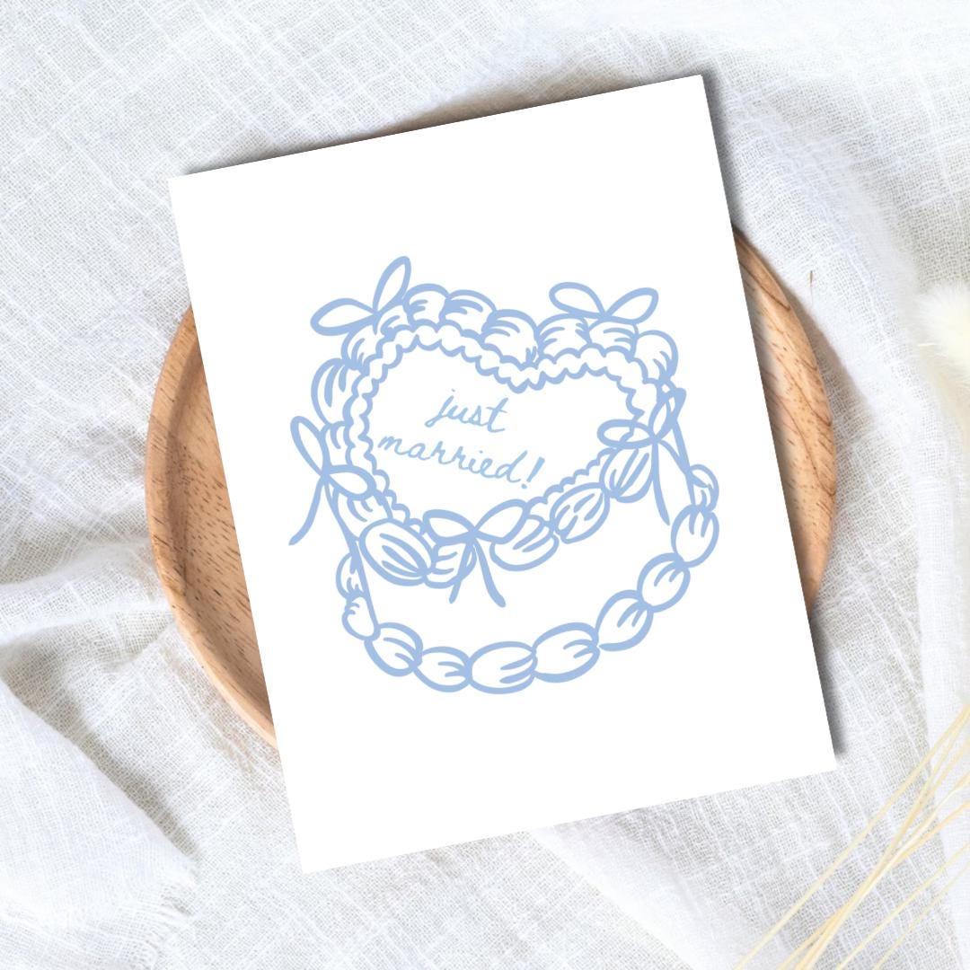 Just Married Cute Congrats Engagement Card For Newly Married or Engaged Couple, Wedding Card For Her, Engagement Card For Sister, Cousin