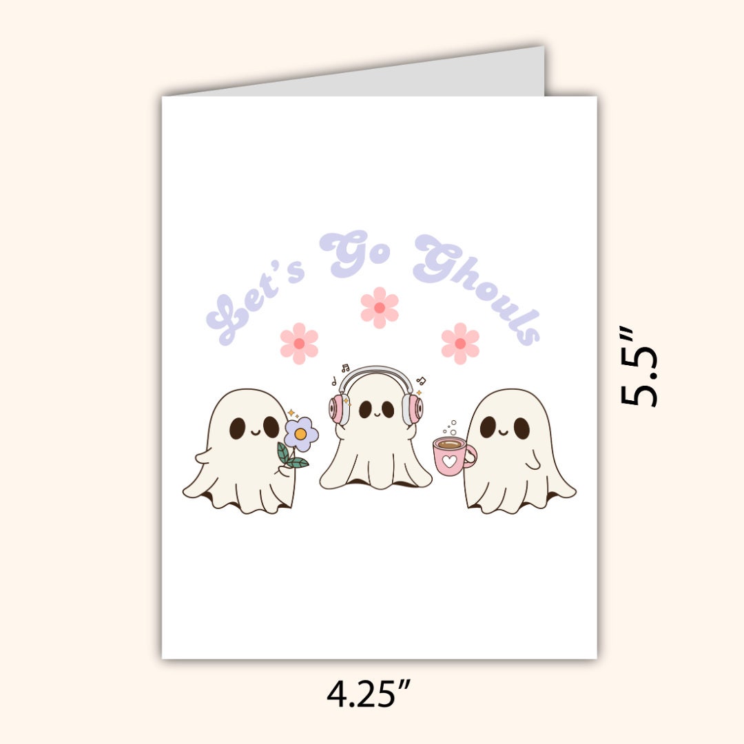 Let's Go Ghouls Spooky Love Halloween Card, Birthday Card For Best Friends Besties Funny Cheesy Halloween Greeting Card | Halloween Decor